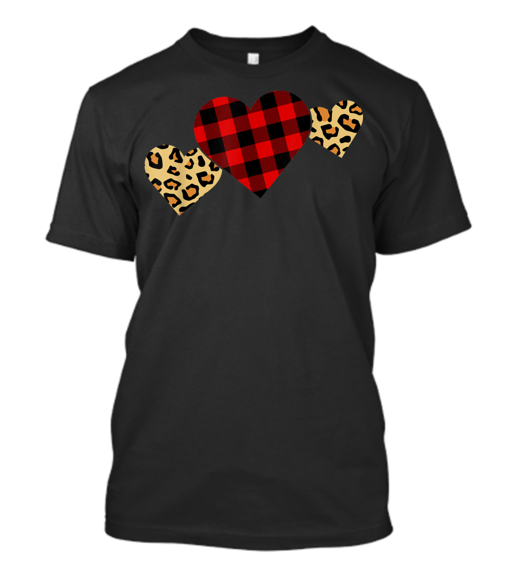 Leopard Buffalo Plaid Heart Love T-Shirt
