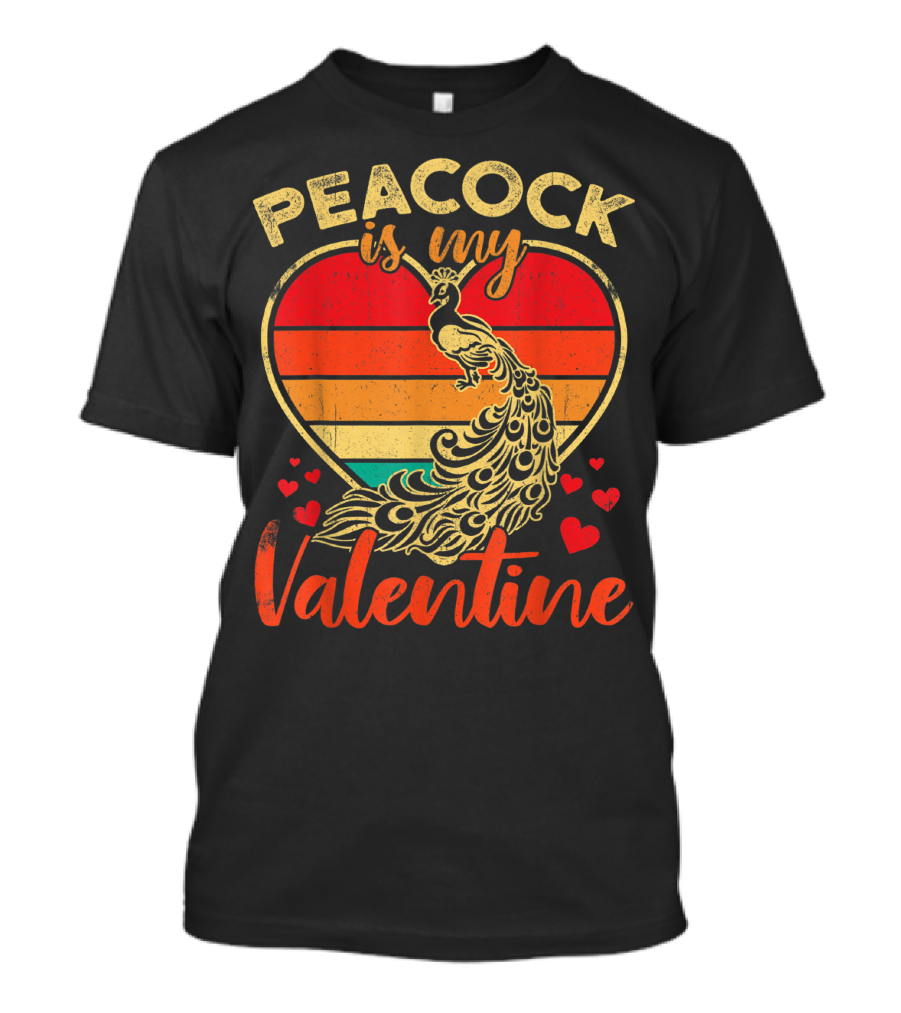 Peacock Is My Valentine Vintage Heart T-Shirt
