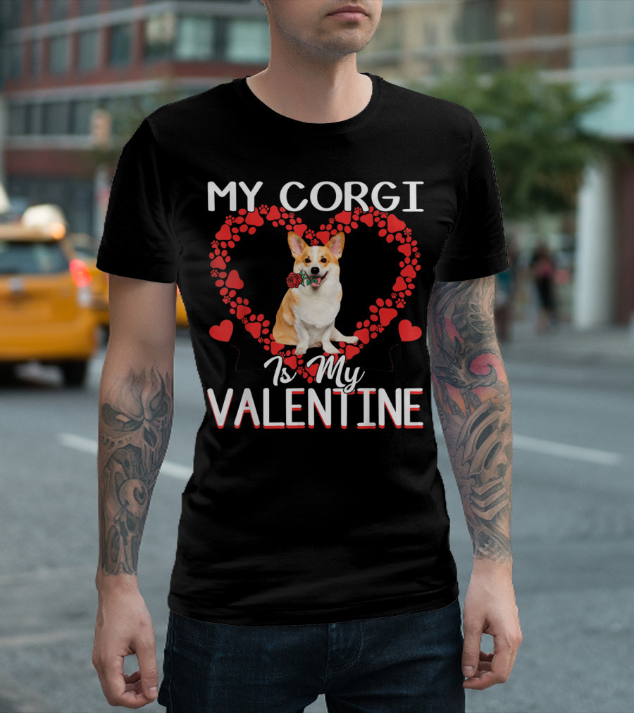 My Corgi Is My Valentine Cute Paw Heart T-Shirt