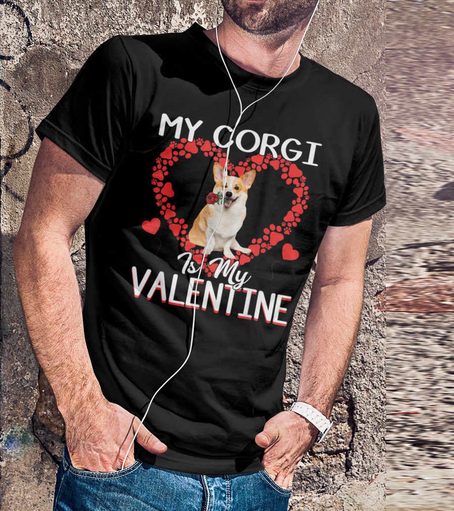 My Corgi Is My Valentine Cute Paw Heart T-Shirt