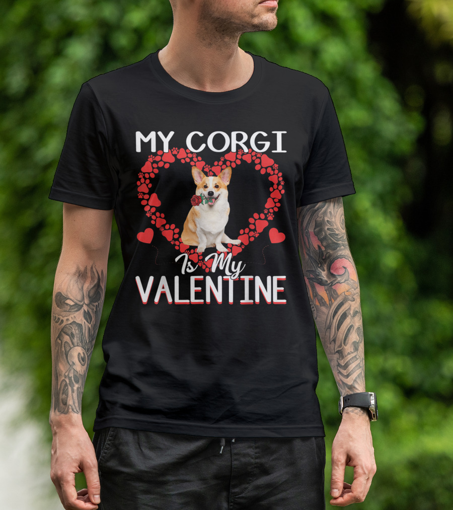 My Corgi Is My Valentine Cute Paw Heart T-Shirt