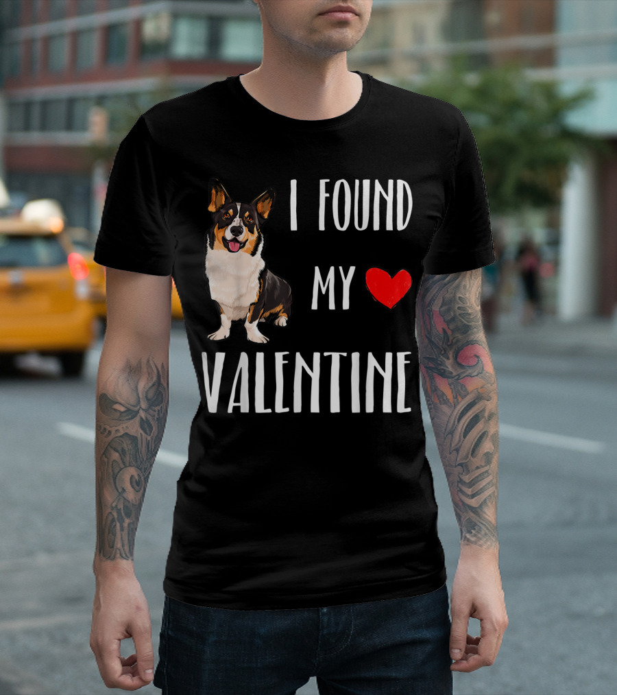 I Found My Heart Valentine Cardigan Welsh Corgi T-Shirt