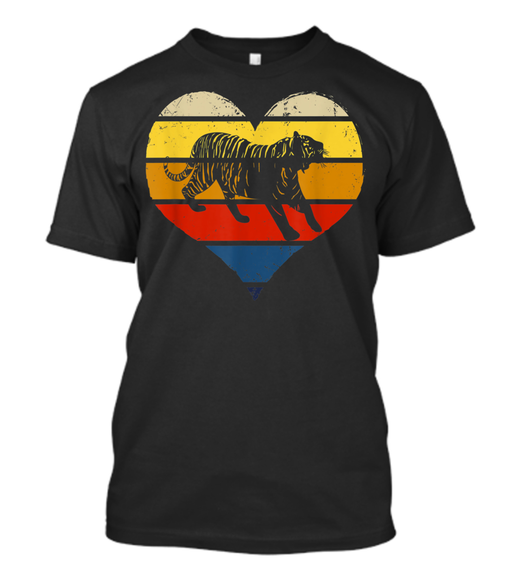 Valentines Day Tiger Heart Love Valentine Striped T-Shirt