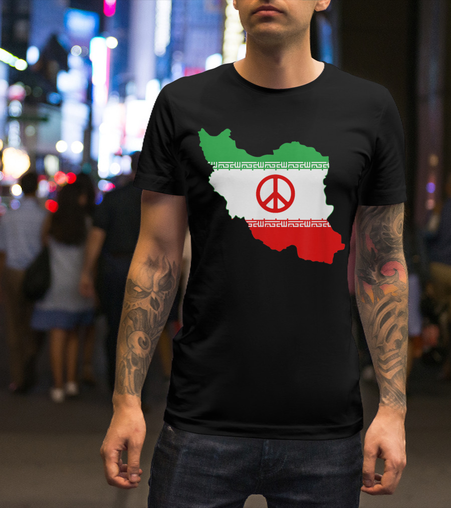 Iran Map Peace Sign No War In Iran Flag T-Shirt