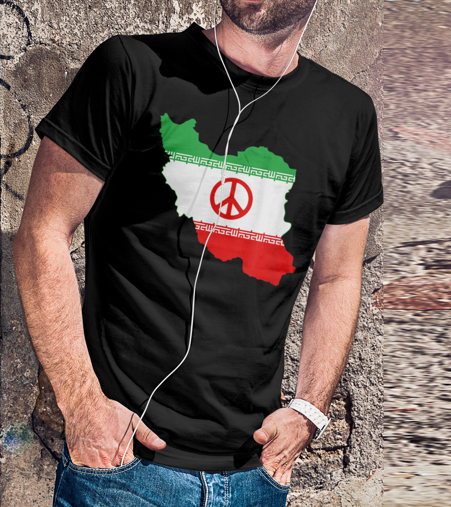 Iran Map Peace Sign No War In Iran Flag T-Shirt