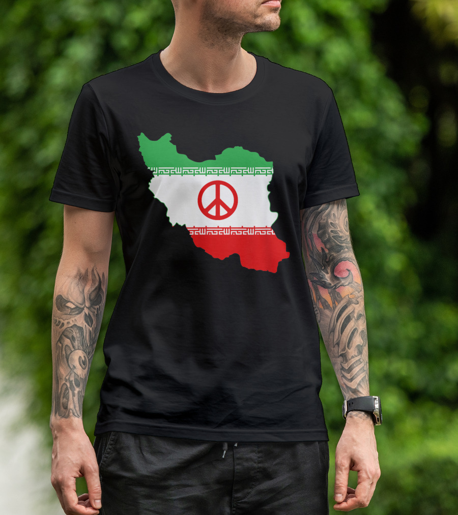 Iran Map Peace Sign No War In Iran Flag T-Shirt