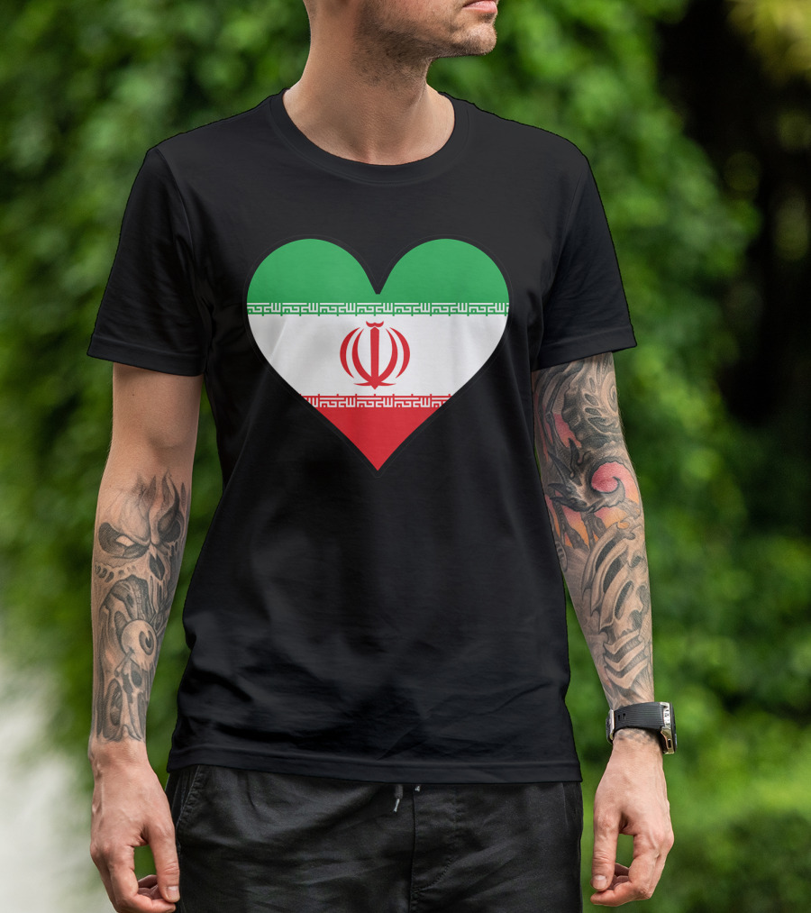Iranian Flag Heart Cute Iran Emblem T-Shirt