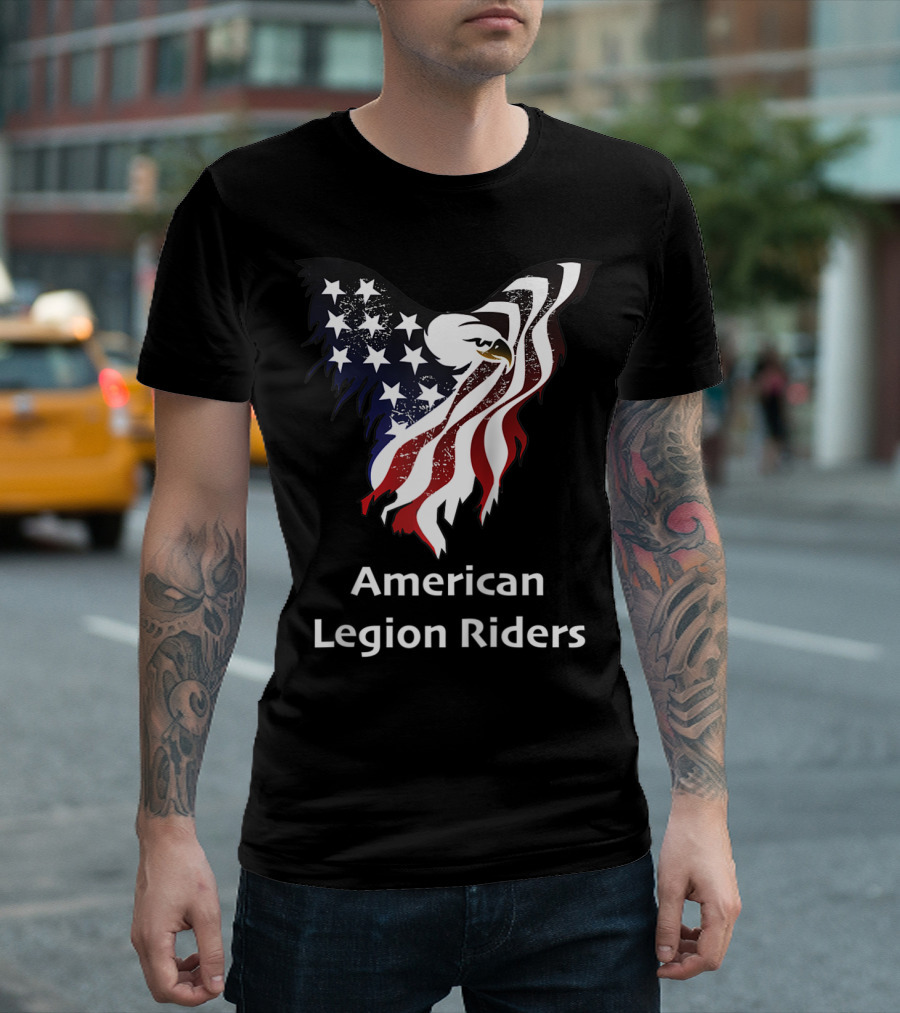 American Legion Riders Proud Veteran Alr Eagle and Flag T-Shirt