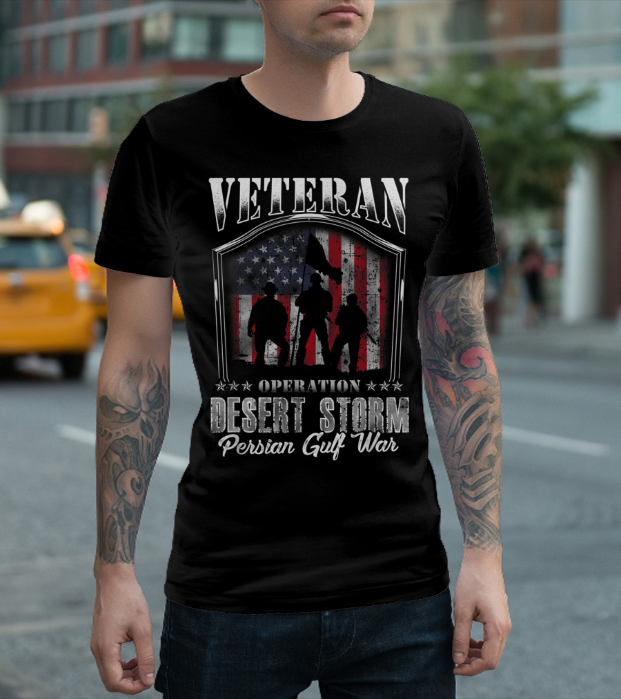 Veteran Operation Desert Storm Persian Gulf War American Flag T-Shirt