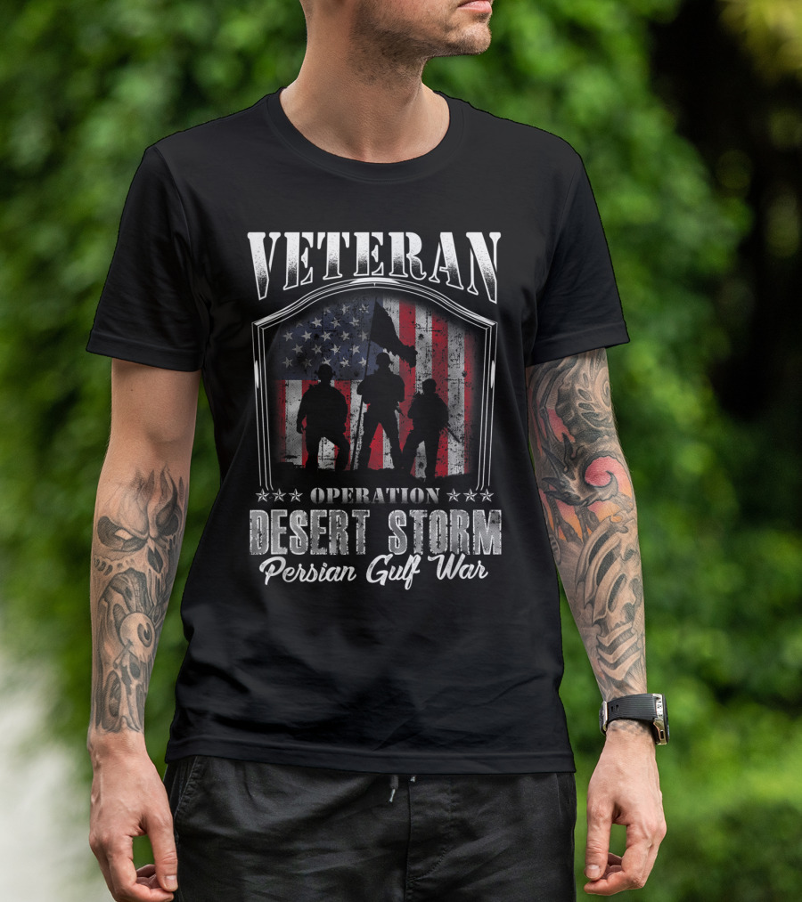Veteran Operation Desert Storm Persian Gulf War American Flag T-Shirt