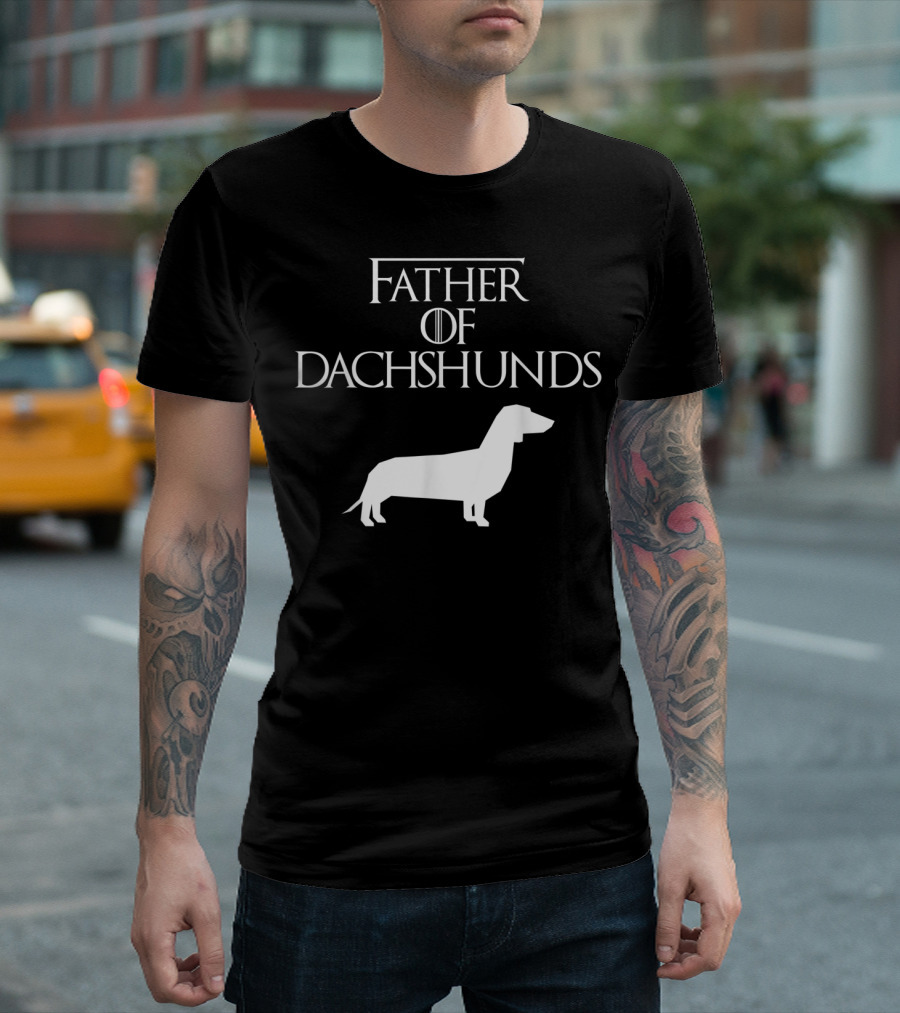 Mens Father Of Dachshunds Dog Unique White T-Shirt