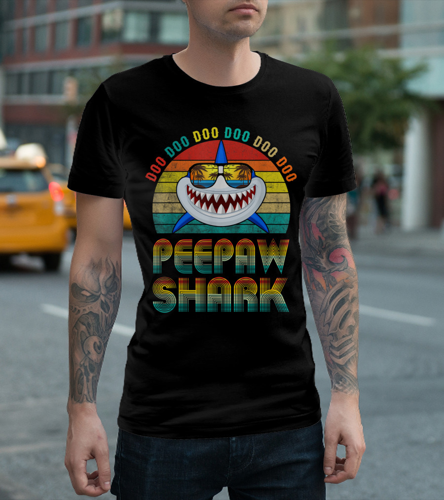 Peepaw Shark Doo Doo Doo Sun Glasses Vintage For Father T-Shirt