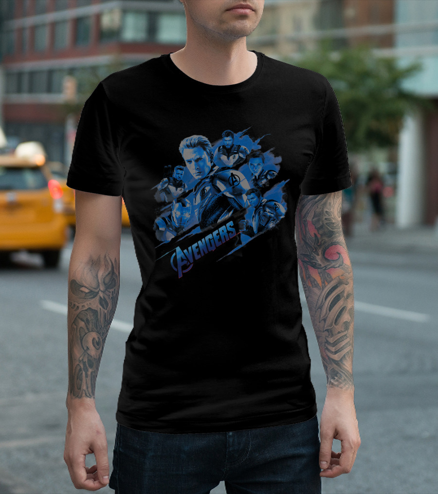 Marvel Avengers Endgame Captain America Blue Team Montage T-Shirt