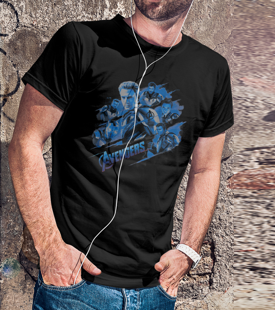 Marvel Avengers Endgame Captain America Blue Team Montage T-Shirt