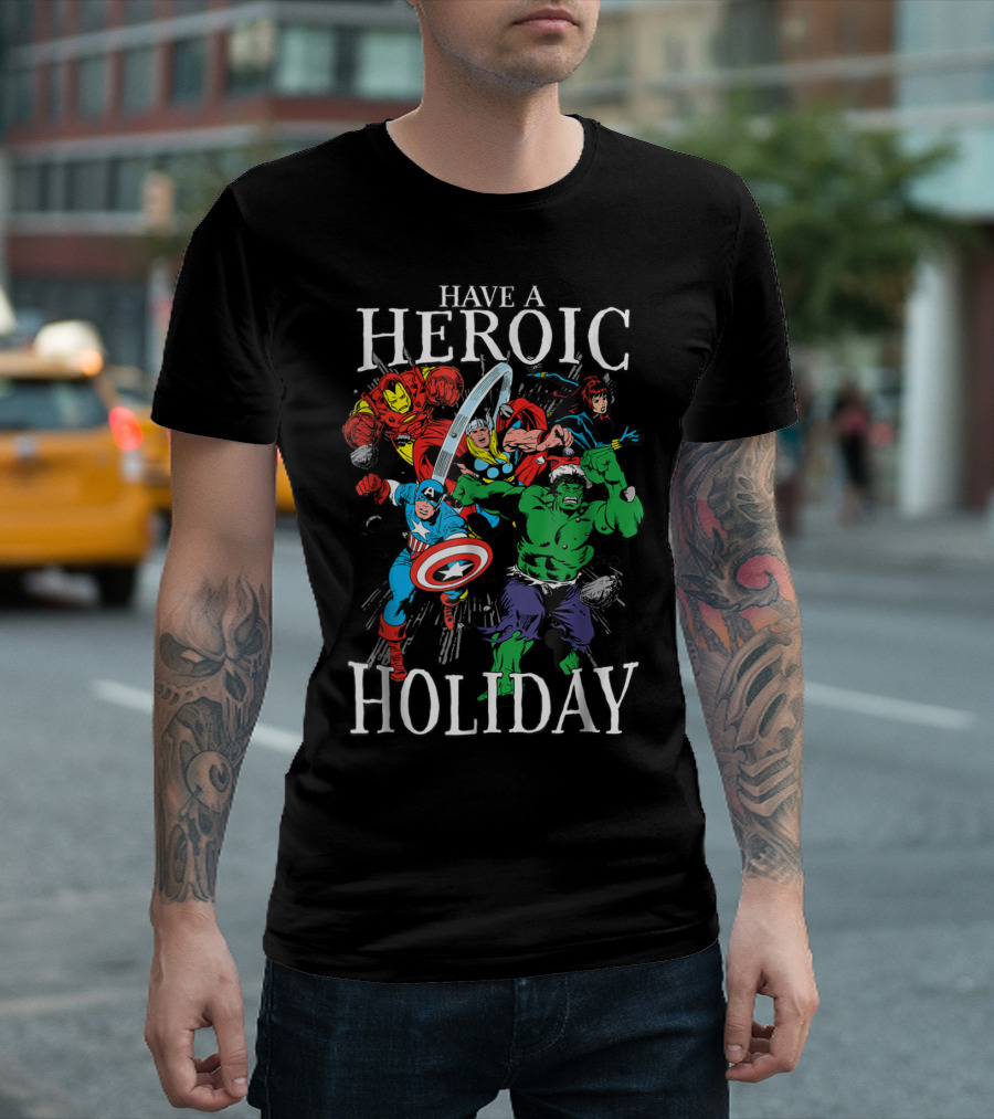 Marvel Avengers Have a Heroic Holiday Christmas T-Shirt