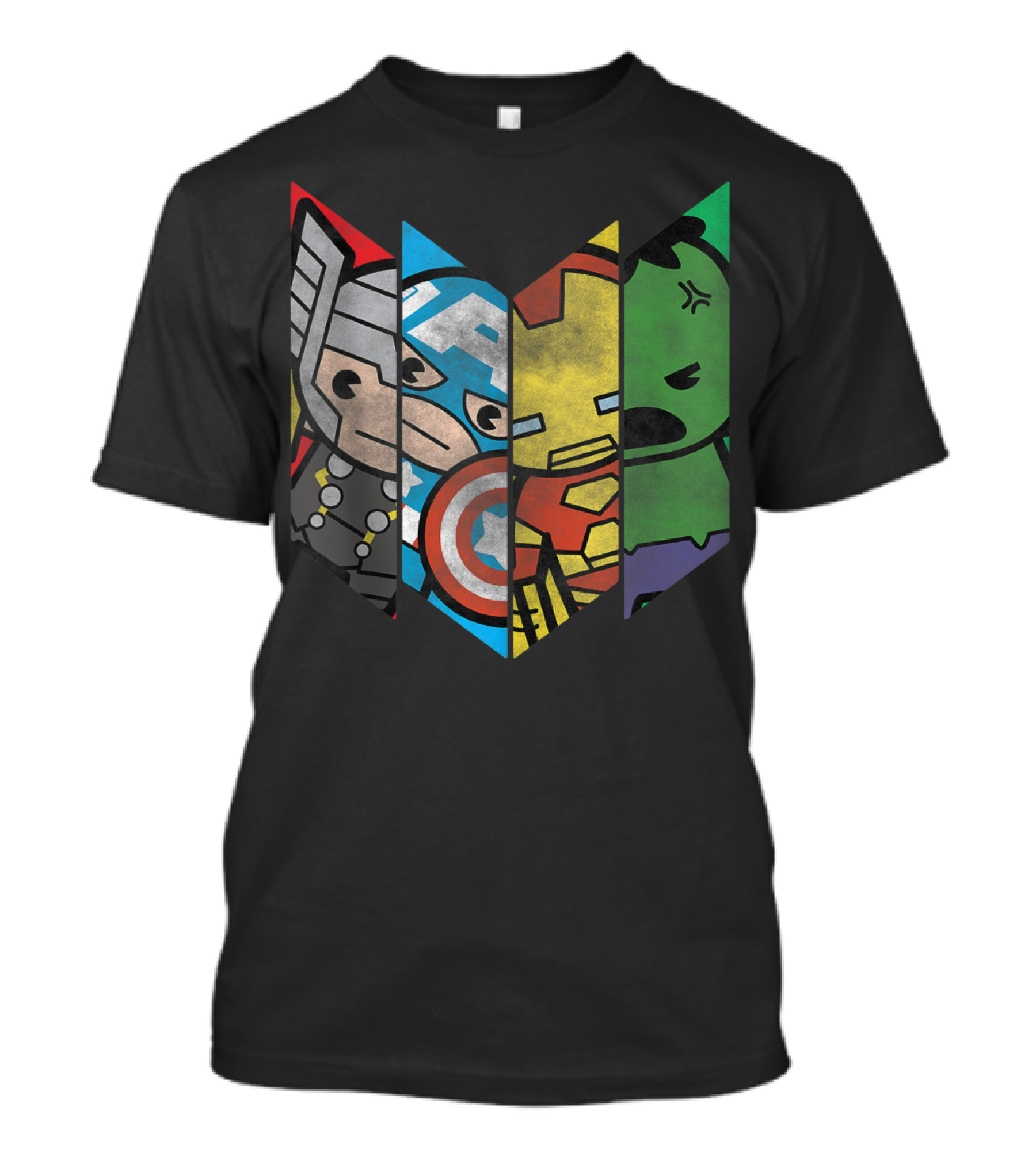 Marvel Avengers Kawaii Thor Captain America Iron Man Hulk Panels T-Shirt