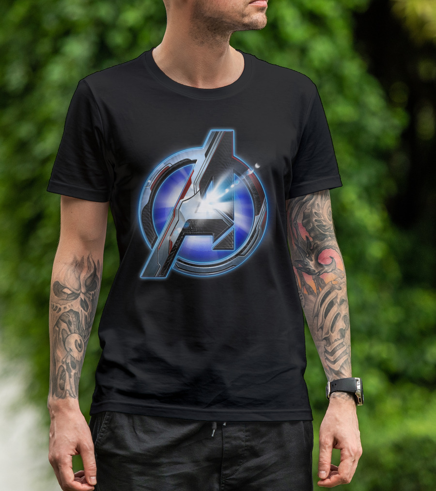 Marvel Avengers Endgame Avenger Tech Symbol With Light Burst T-Shirt