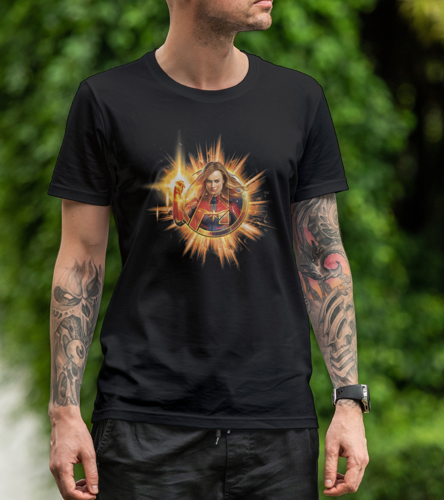 Marvel Avengers Endgame Captain Marvel Sunburst Power Emblem T-Shirt
