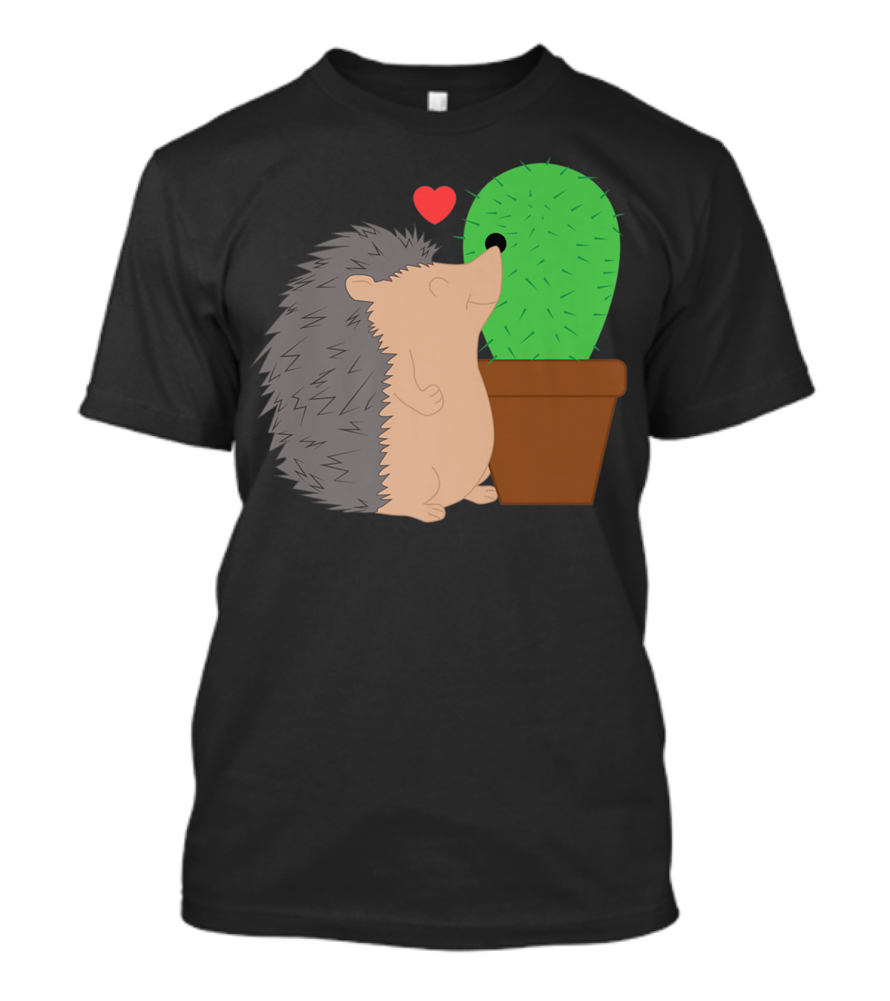 Funny Valentine's Day Hedgehog And Cactus Love Hearts T-Shirt