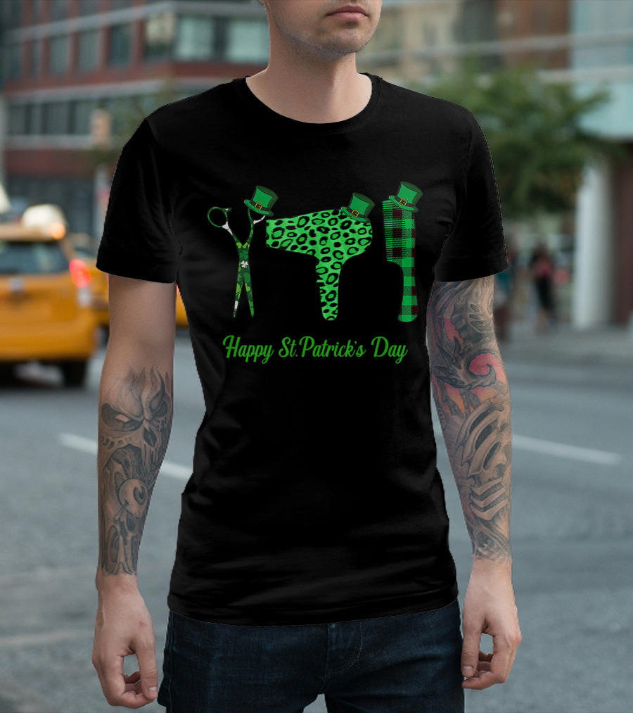 Happy St Patrick's Day Hairstylist Tools with Green Hats T-Shirt