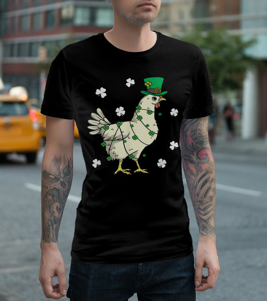 Funny Chicken Leprechaun St Patrick's Day Clover Hat T-Shirt