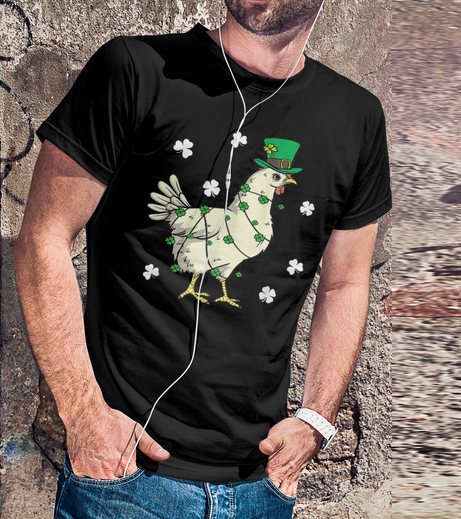 Funny Chicken Leprechaun St Patrick's Day Clover Hat T-Shirt