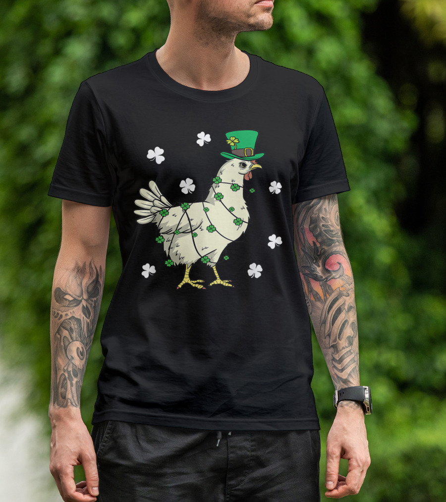Funny Chicken Leprechaun St Patrick's Day Clover Hat T-Shirt