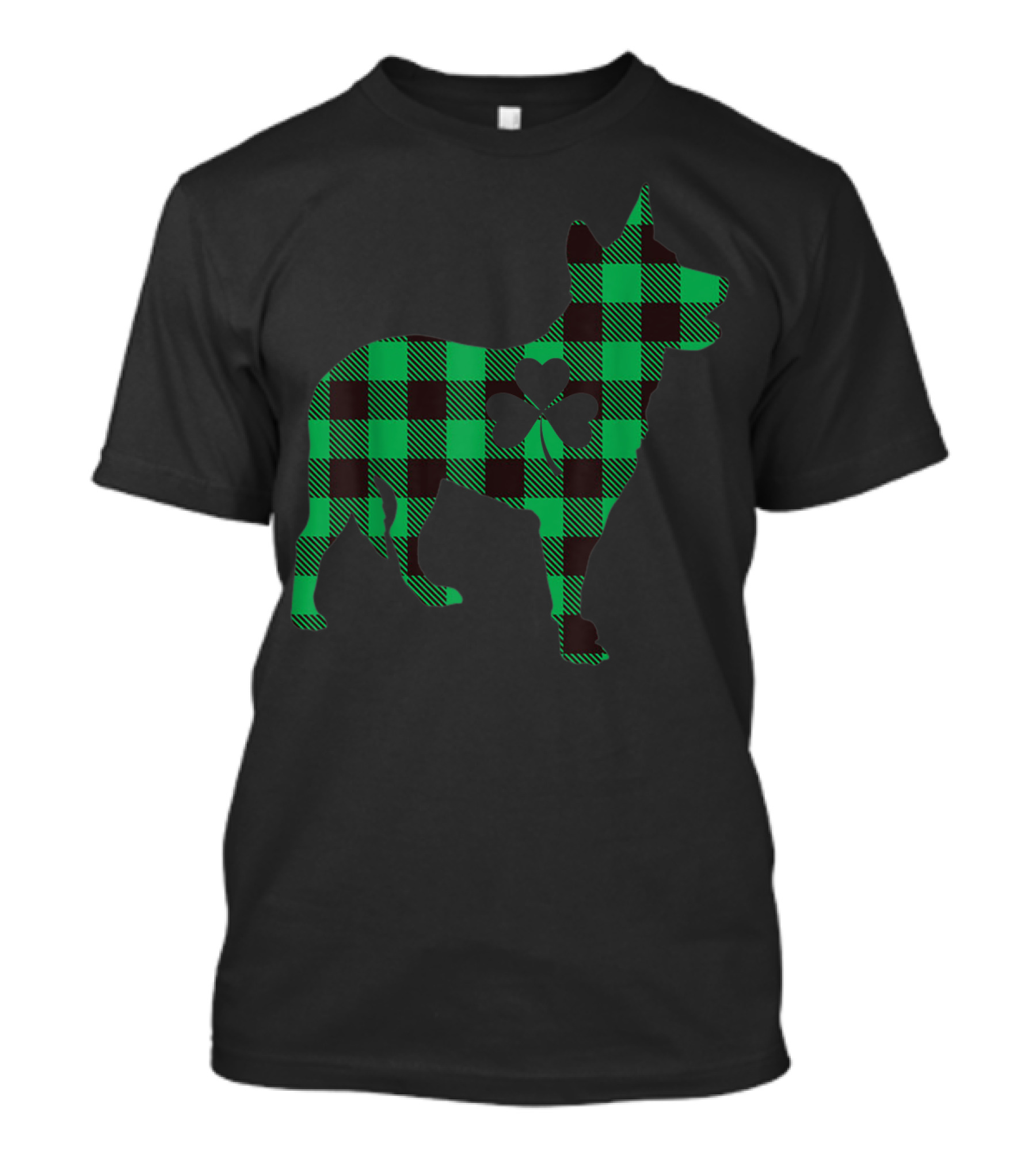 Plaid Heeler Dog Patrick's Day Heart Shamrock T-Shirt