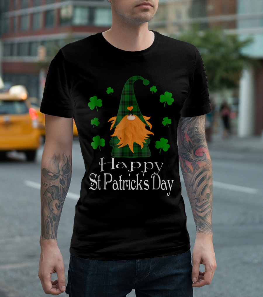 Happy St Patrick's Day Gnome with Shamrocks T-Shirt