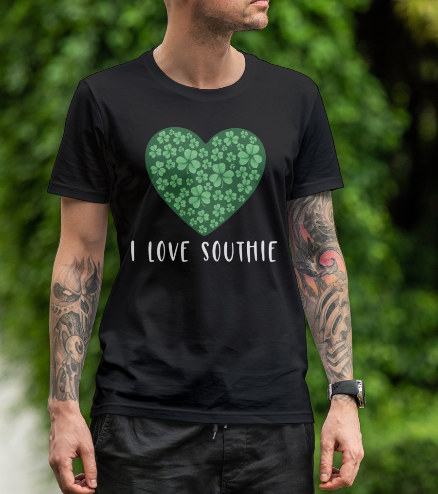 I Love Southie Shamrock Heart St Patrick's Day South Boston T-Shirt
