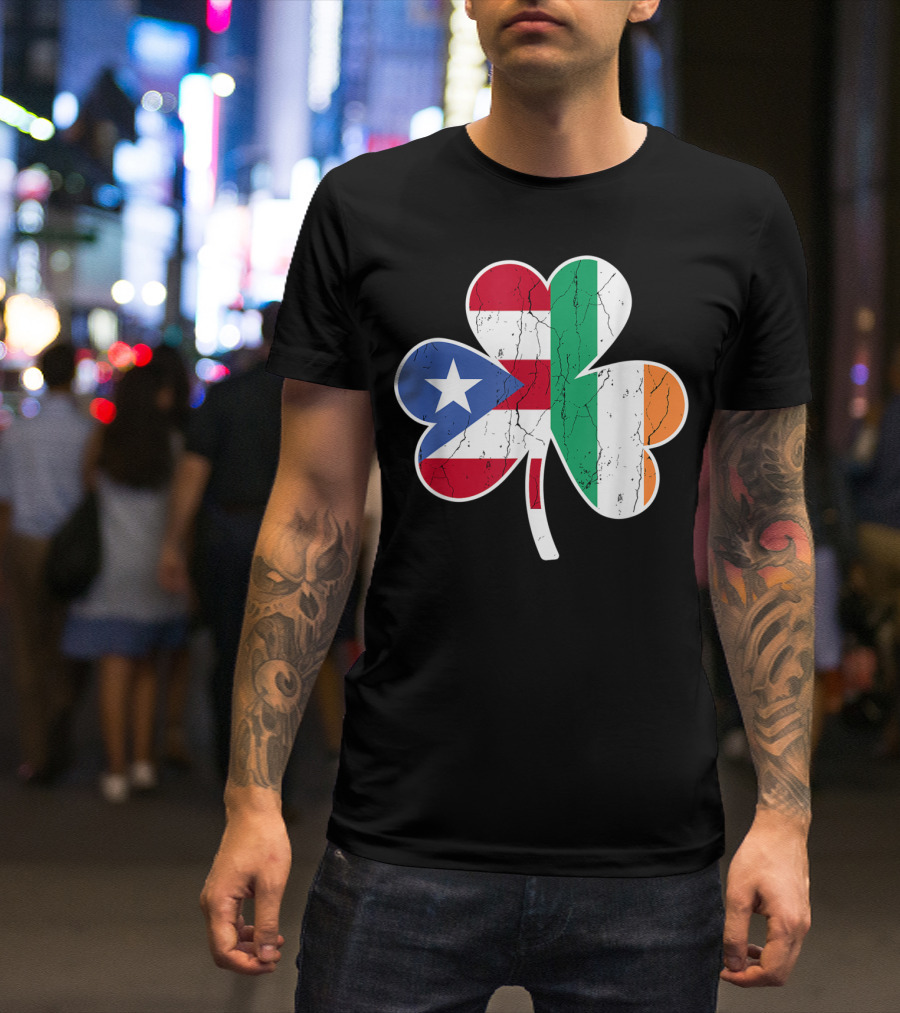 Irish Puerto Rican Shamrock St Patrick's Day T-Shirt