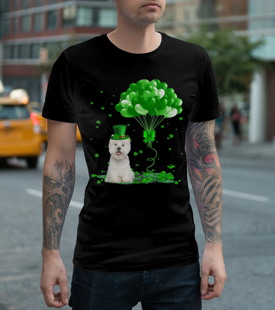 Irish West Highland White Terrier St. Patrick's Day Green Balloons T-Shirt