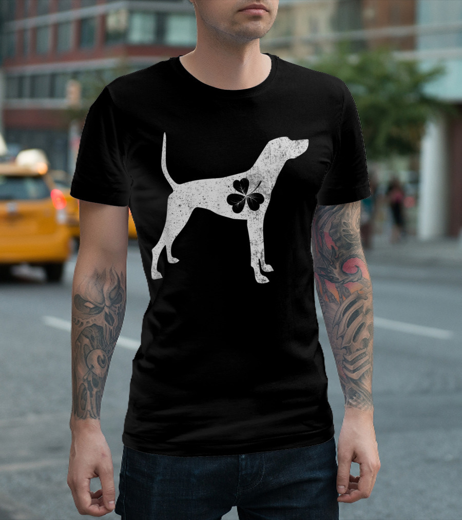 Plott Hound with Irish Clover St Patrick's Day T-Shirt