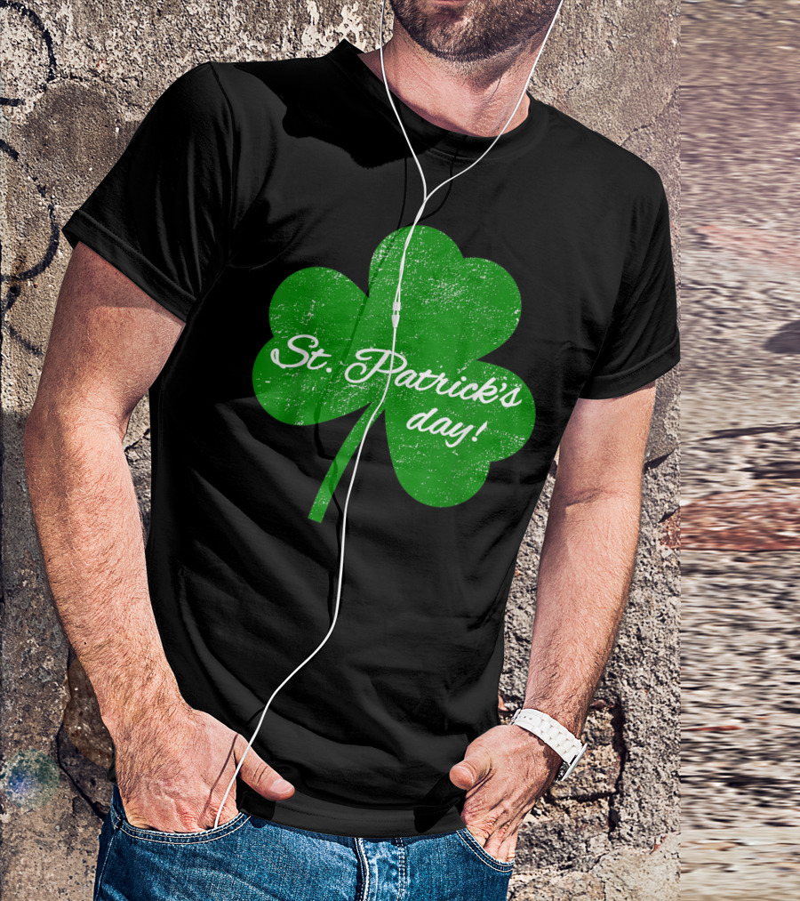 St Patrick's Day Distressed Green Shamrock T-Shirt