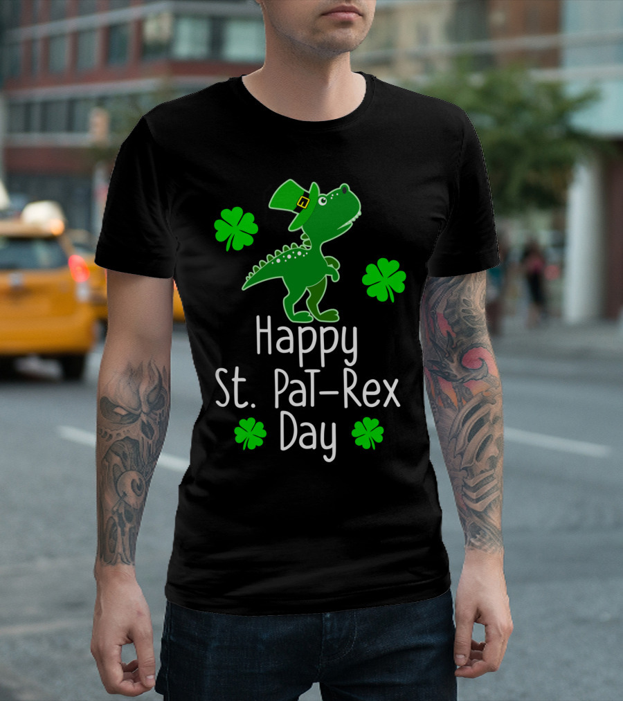 Happy St. Pat-Rex Day Dinosaur With Shamrocks St Patrick's T-Shirt