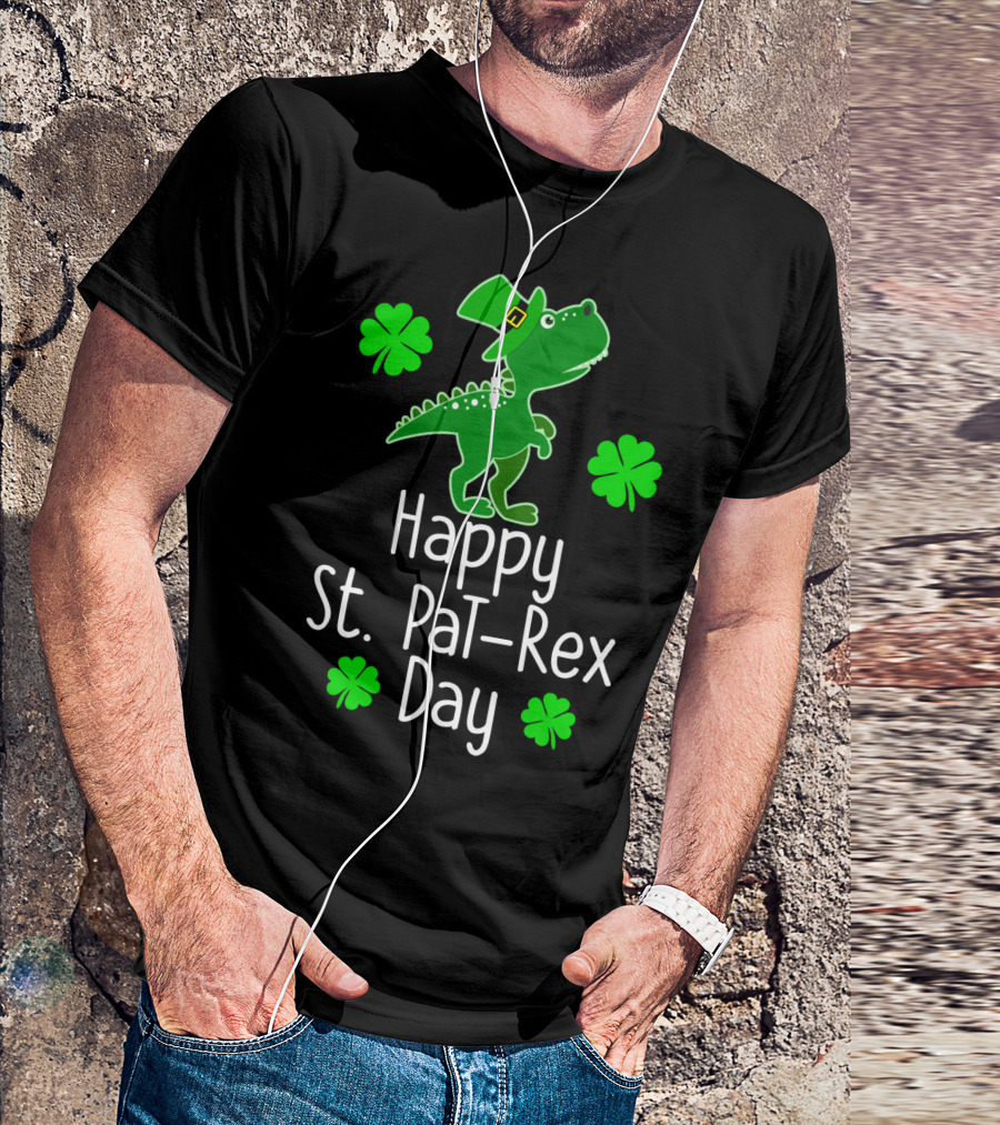 Happy St. Pat-Rex Day Dinosaur With Shamrocks St Patrick's T-Shirt