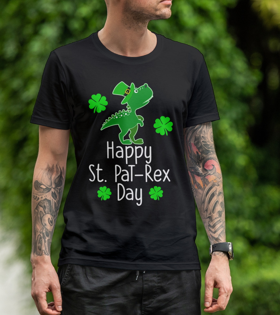 Happy St. Pat-Rex Day Dinosaur With Shamrocks St Patrick's T-Shirt