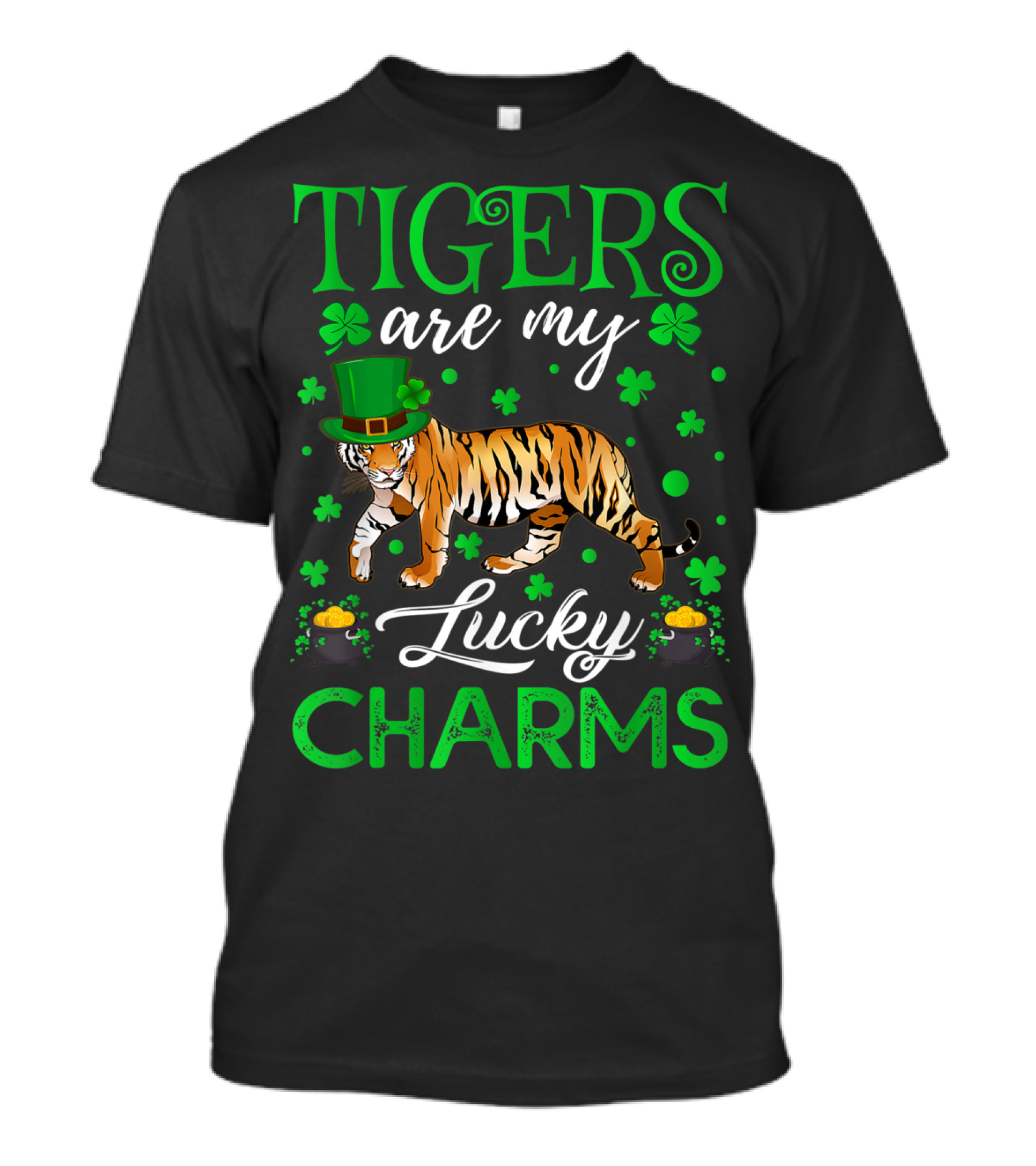 Tigers Are My Lucky Charms St Patrick's Day Shamrock Tiger Hat T-Shirt