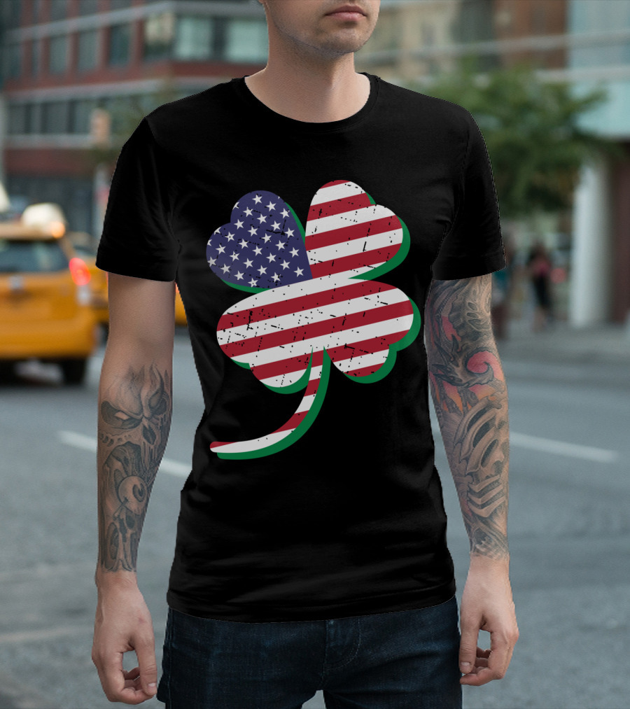 American Irish Flag Shamrock St Patrick's Day T-Shirt
