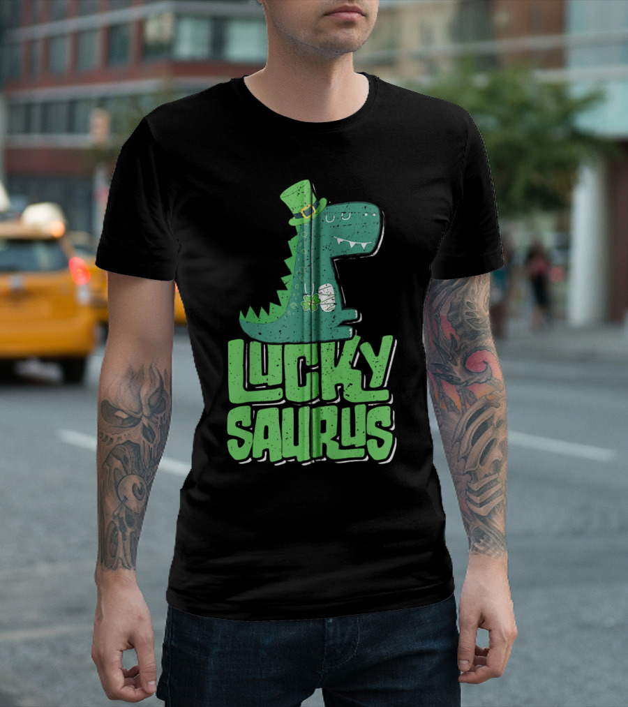Luckysaurus Irish Dinosaur St Patrick's Day T-Shirt