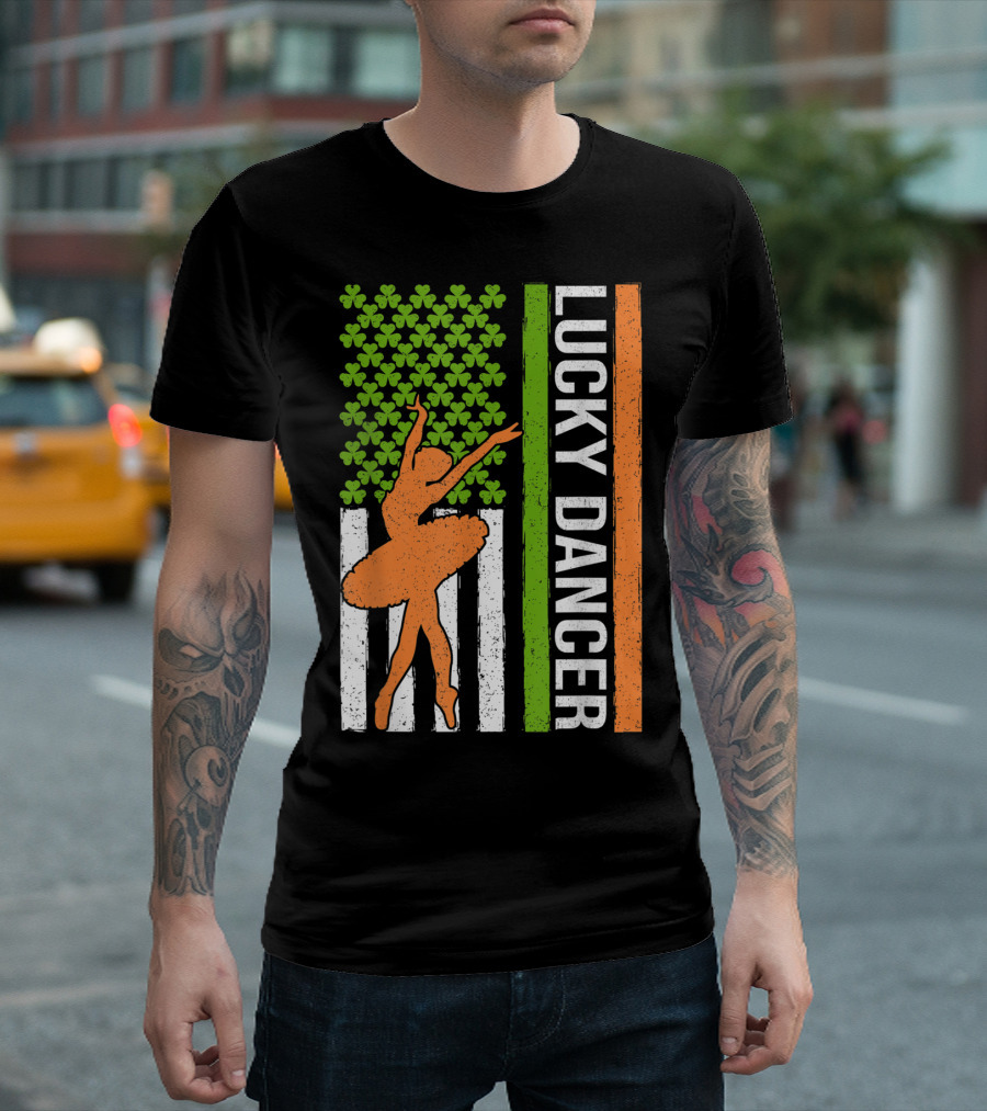 Lucky Dancer Shamrock Irish American St Patrick's Flag T-Shirt