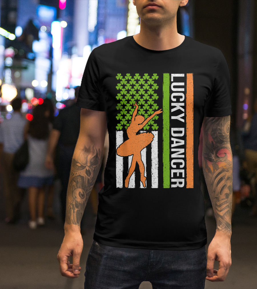 Lucky Dancer Shamrock Irish American St Patrick's Flag T-Shirt