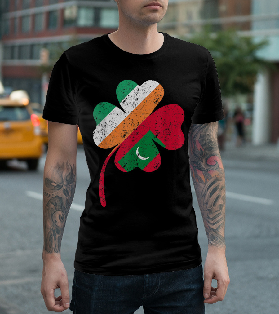 Maldivian Irish Shamrock with Ireland Flag T-Shirt