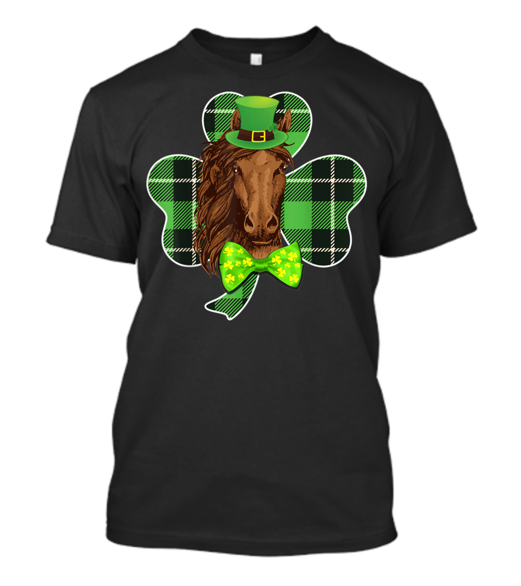 Shamrock Horse With Leprechaun Hat And Bow Tie St Patrick's Day T-Shirt