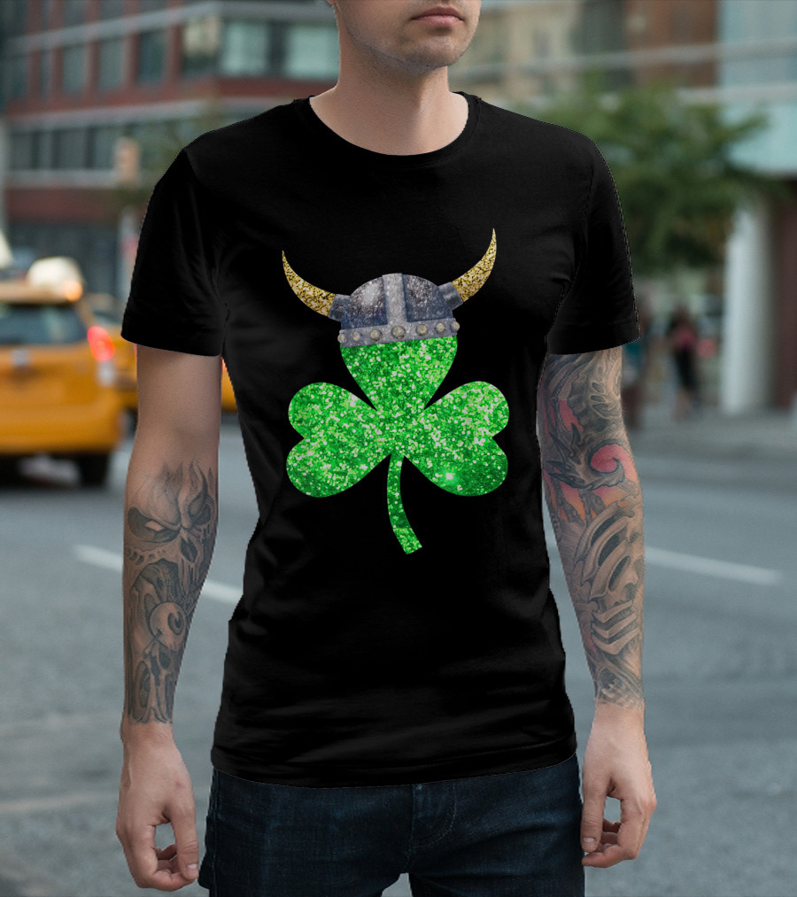 Viking Helmet Shamrock St Patrick's Day Irish Fun T-Shirt