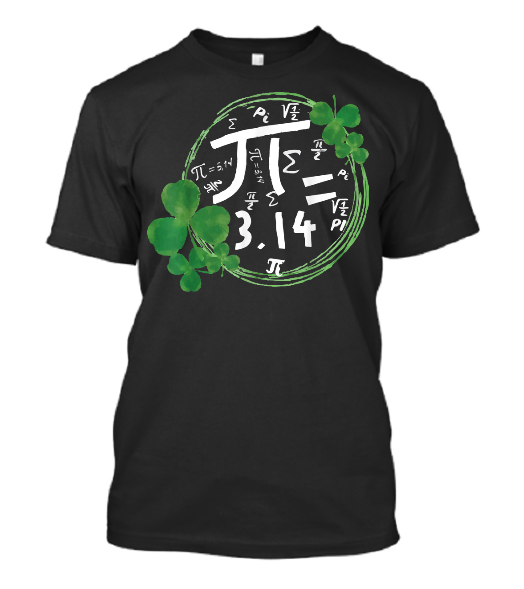 St Patrick's Day Pi Equals 3.14 Shamrock Math Symbols T-Shirt
