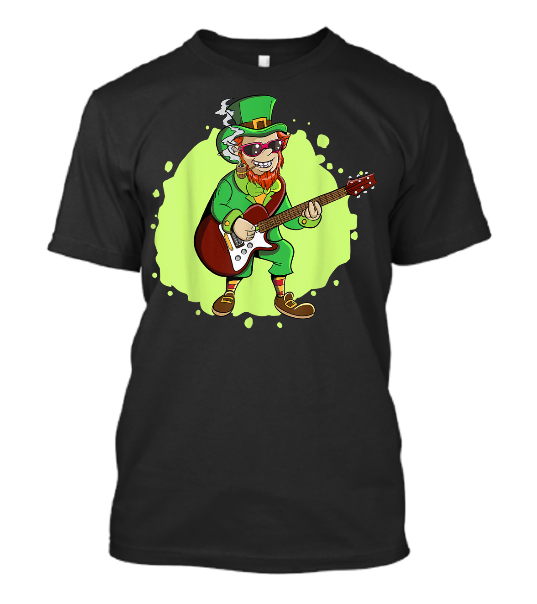 St Patricks Irish Leprechaun Playing Electric Guitar T-Shirt