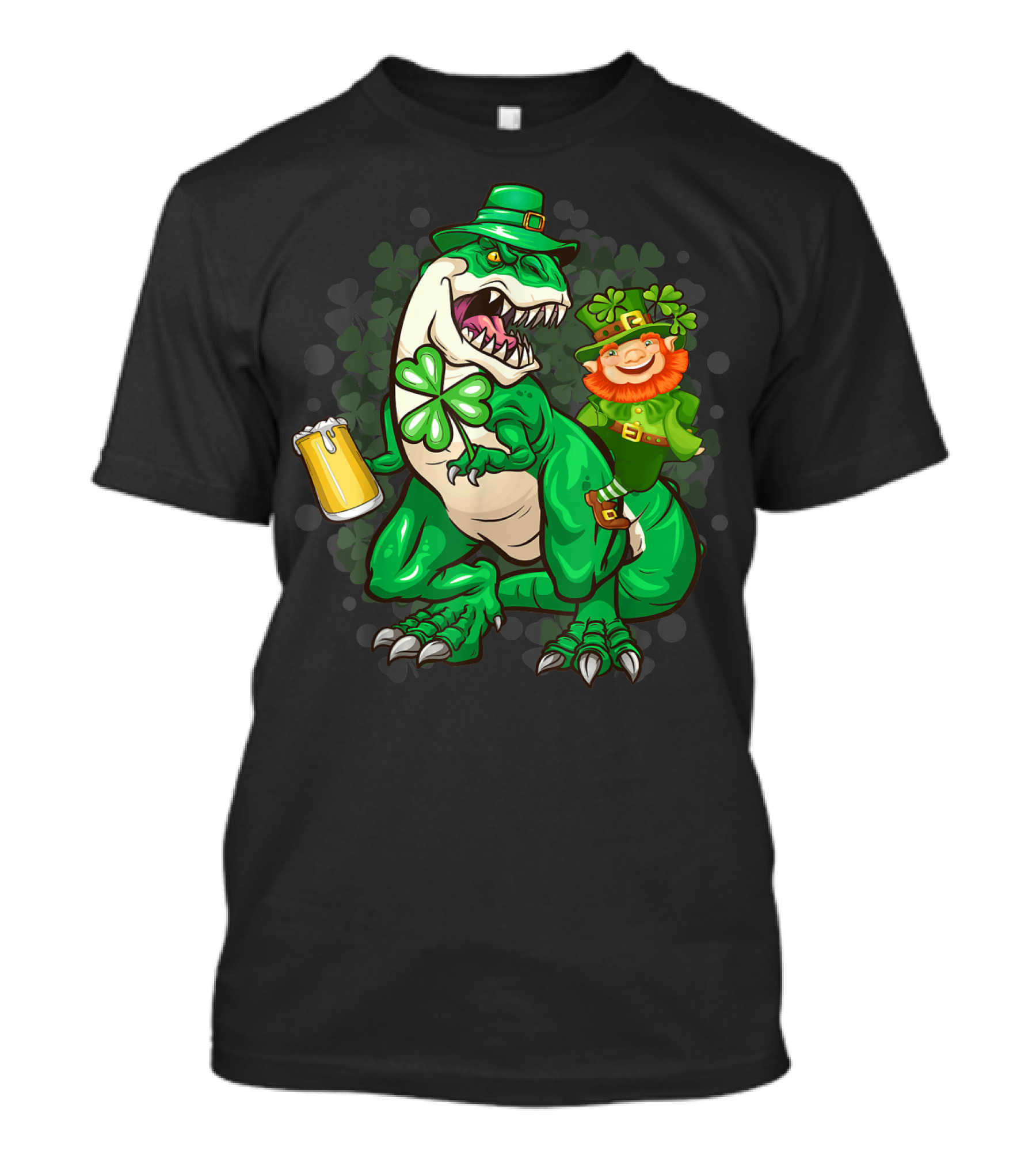 T Rex Dinosaur Beer Shamrock Leprechaun St Patrick's Day T-Shirt