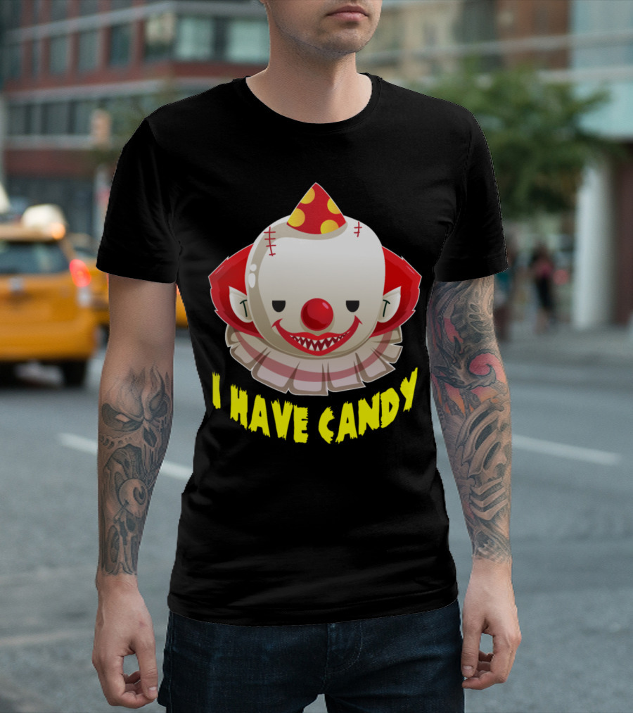 Scary Clown Evil Halloween I Have Candy Creepy Grinning Costume T-Shirt