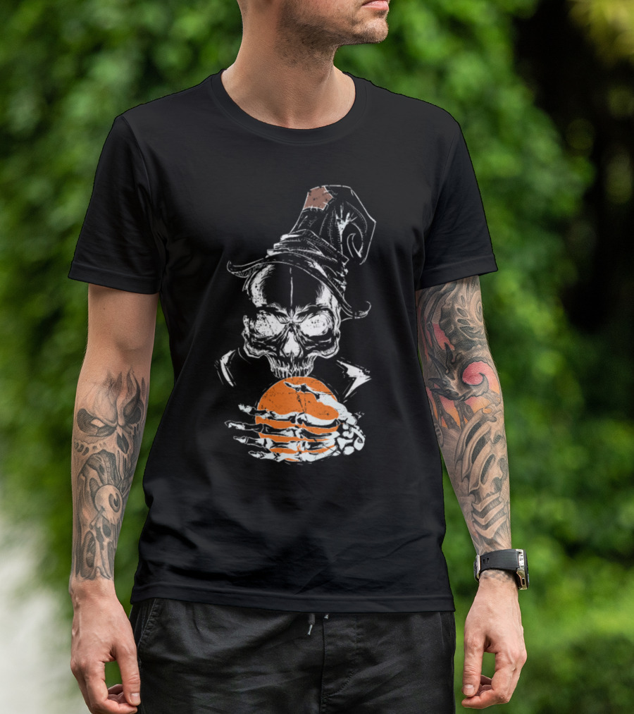 Skull Witch Halloween Pumpkin Glow T-Shirt